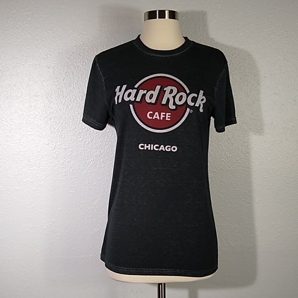 Hard Rock Cafe‎ Chicago Gray Burnout Tee Shirt Sm